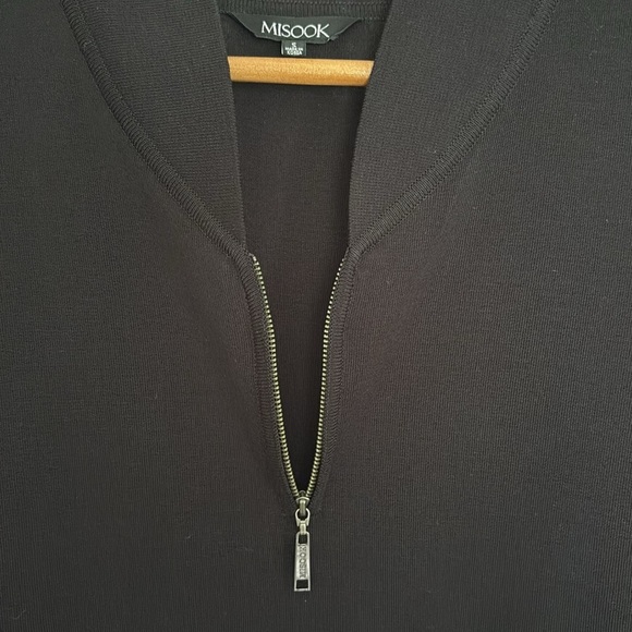 Misook Knit High V-Neck 1/4 Zip Sleeveless Top Black Size S - Picture 10 of 11